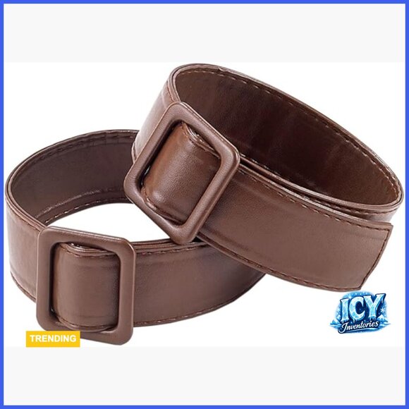 PU Leather Overcoat Sleeve Bands with Adjustable Buckle Clasps
